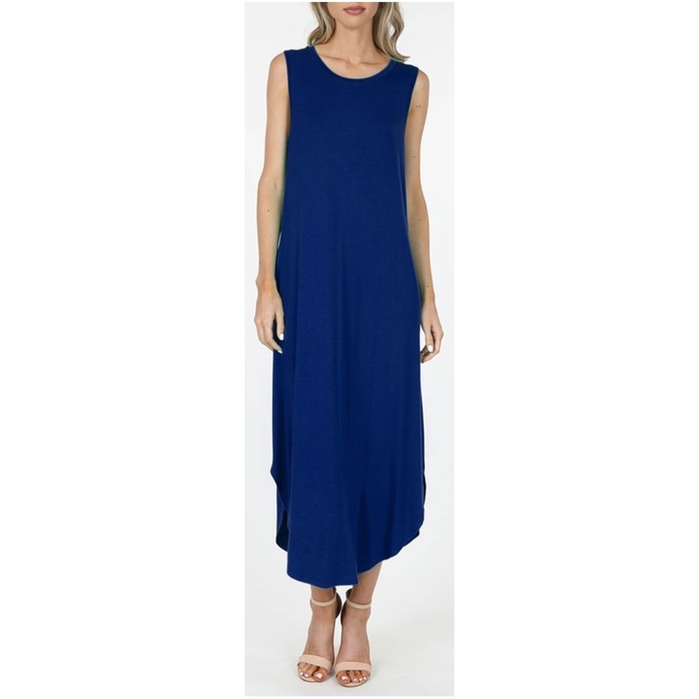 New! Royal Blue Maxi Round Hem Tank Dress